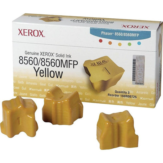 Genuine Xerox Phaser 8560 Yellow Solid Ink Pack (3 Sticks) 108R00725