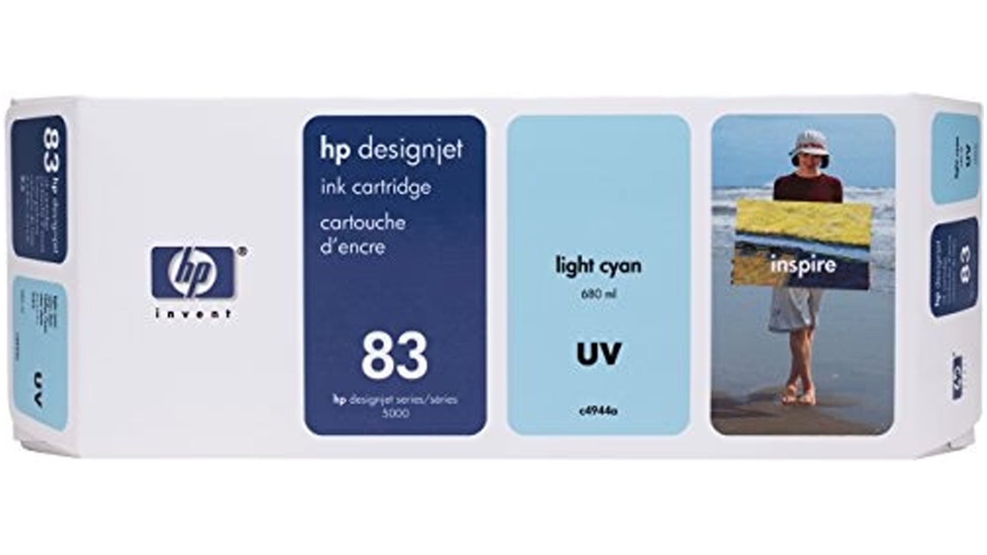 Original HP 83 UV 680-ml (C4944A) Light Cyan Ink Cartridge
