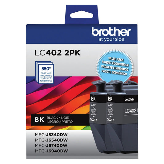 Genuine Brother LC402BK Standard Yield Black Ink Cartridge 2PK
