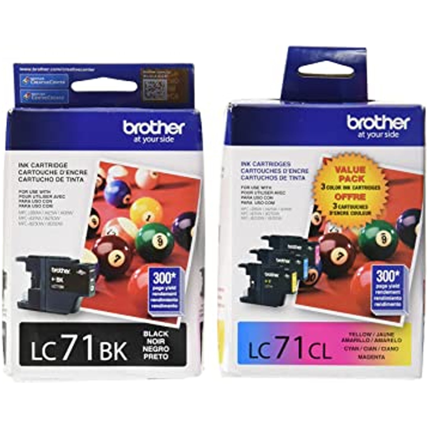 Original Brother LC71 Black, Cyan, Magenta, Yellow Ink Cartridges
