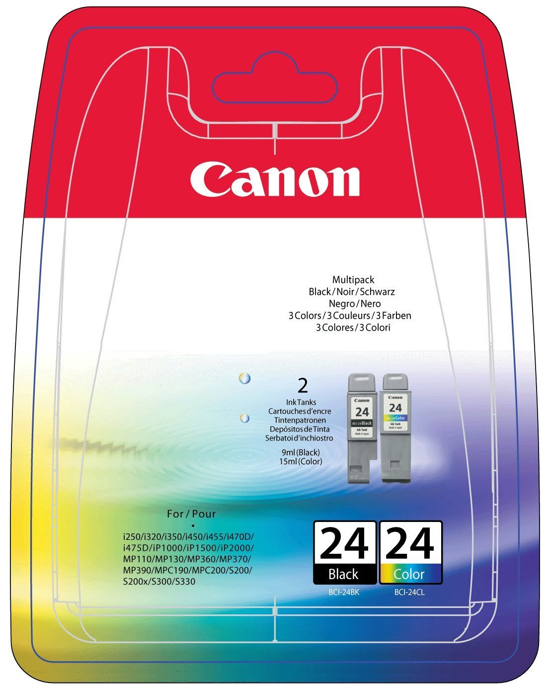 Original Canon BCI-24 Black & Color Ink Cartridge, 6881A064