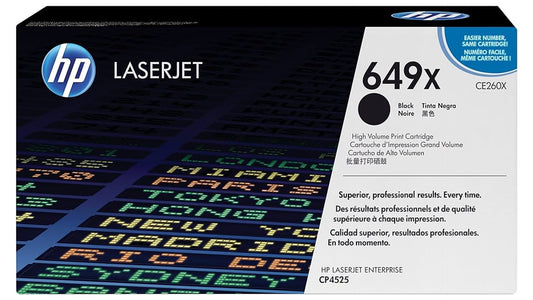 HP 649X High Yield Black LaserJet Toner Cartridge, CE260X
