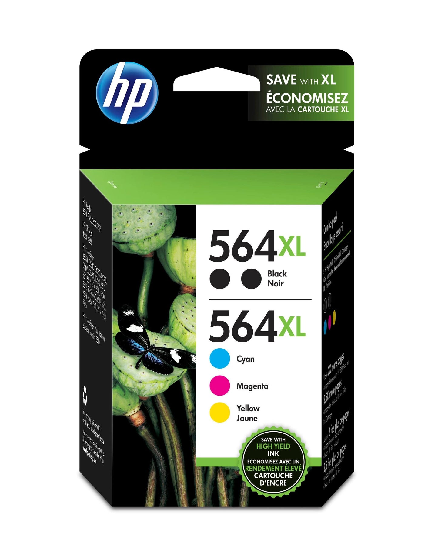 Original HP 564XL ((CN684WN), (CB323WN),(CB324WN), (CB325WN)) High Yield Black, Cyan, Magenta, Yellow Ink Cartridge