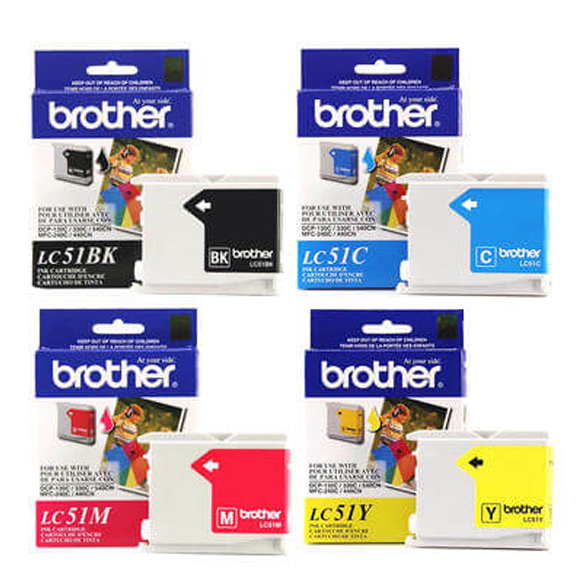 Brother LC51 Black, Cyan, Magenta & Yellow Ink Cartridge
