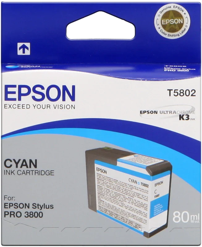 Original Epson T5802 Cyan 80ml Ink Cartridge