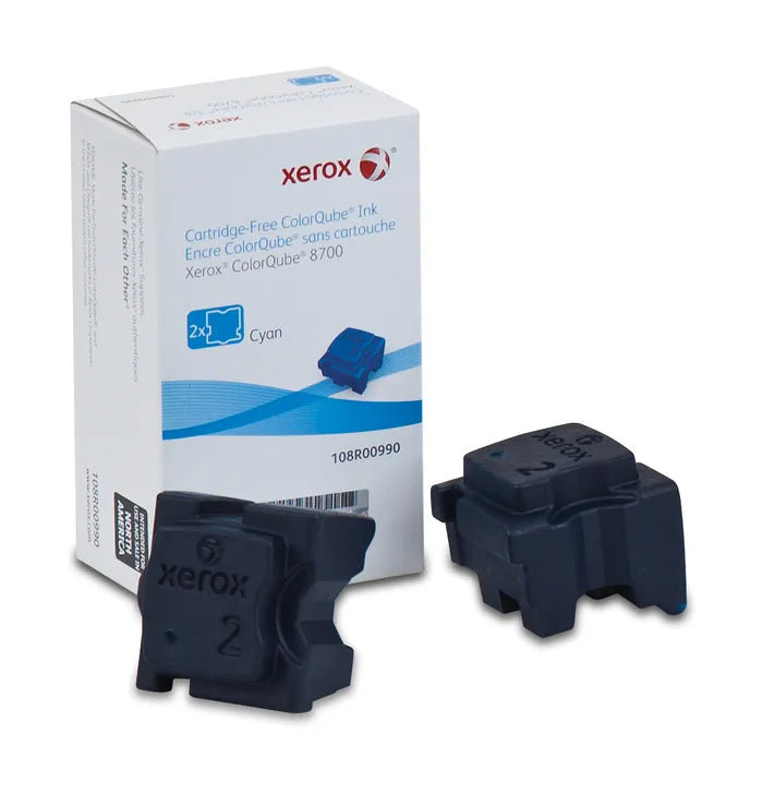 Genuine Xerox Solid Ink 8700 Cyan (2 sticks) (108R00990) (108R01010)