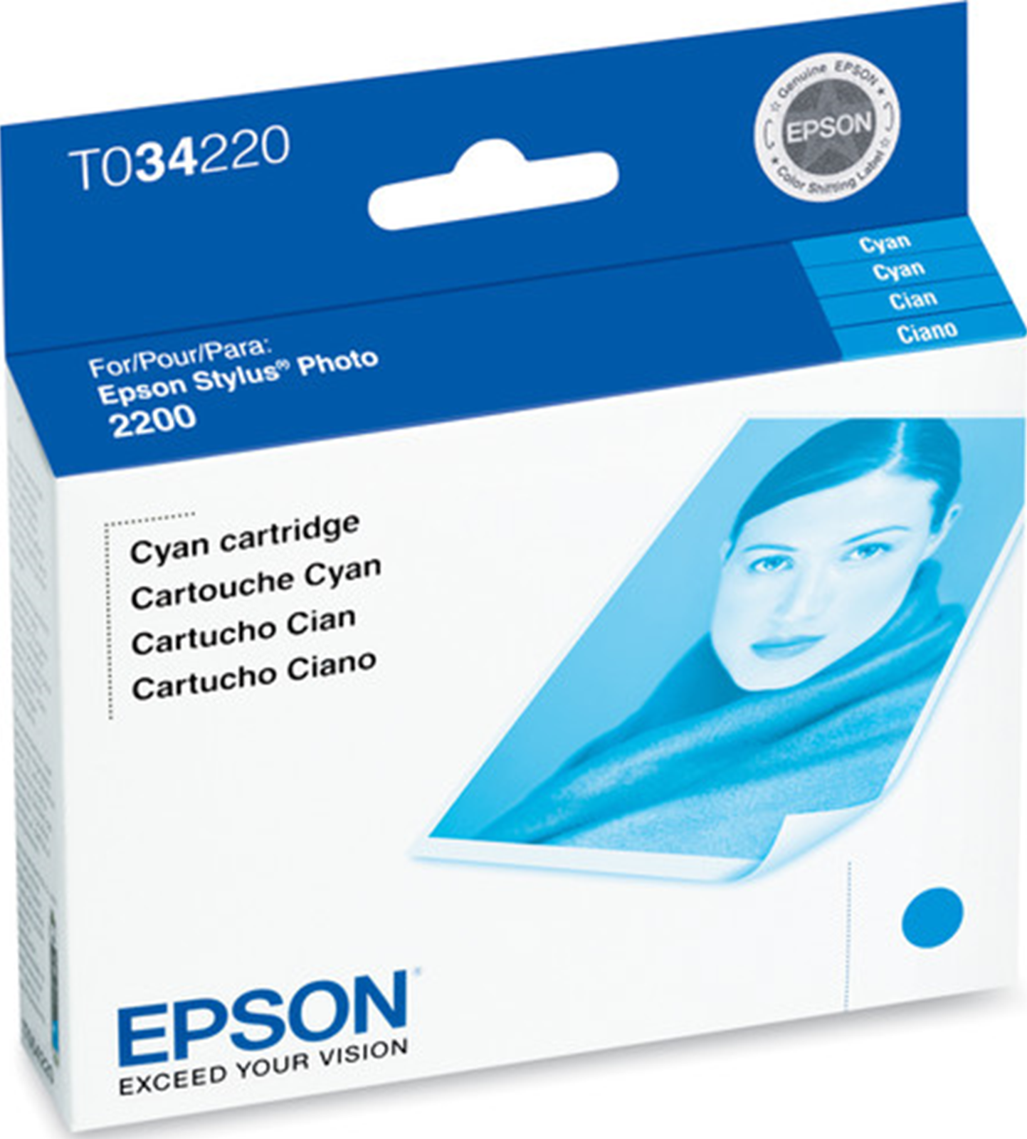 New Genuine Epson 34 (T0342) Cyan Ink Cartridge