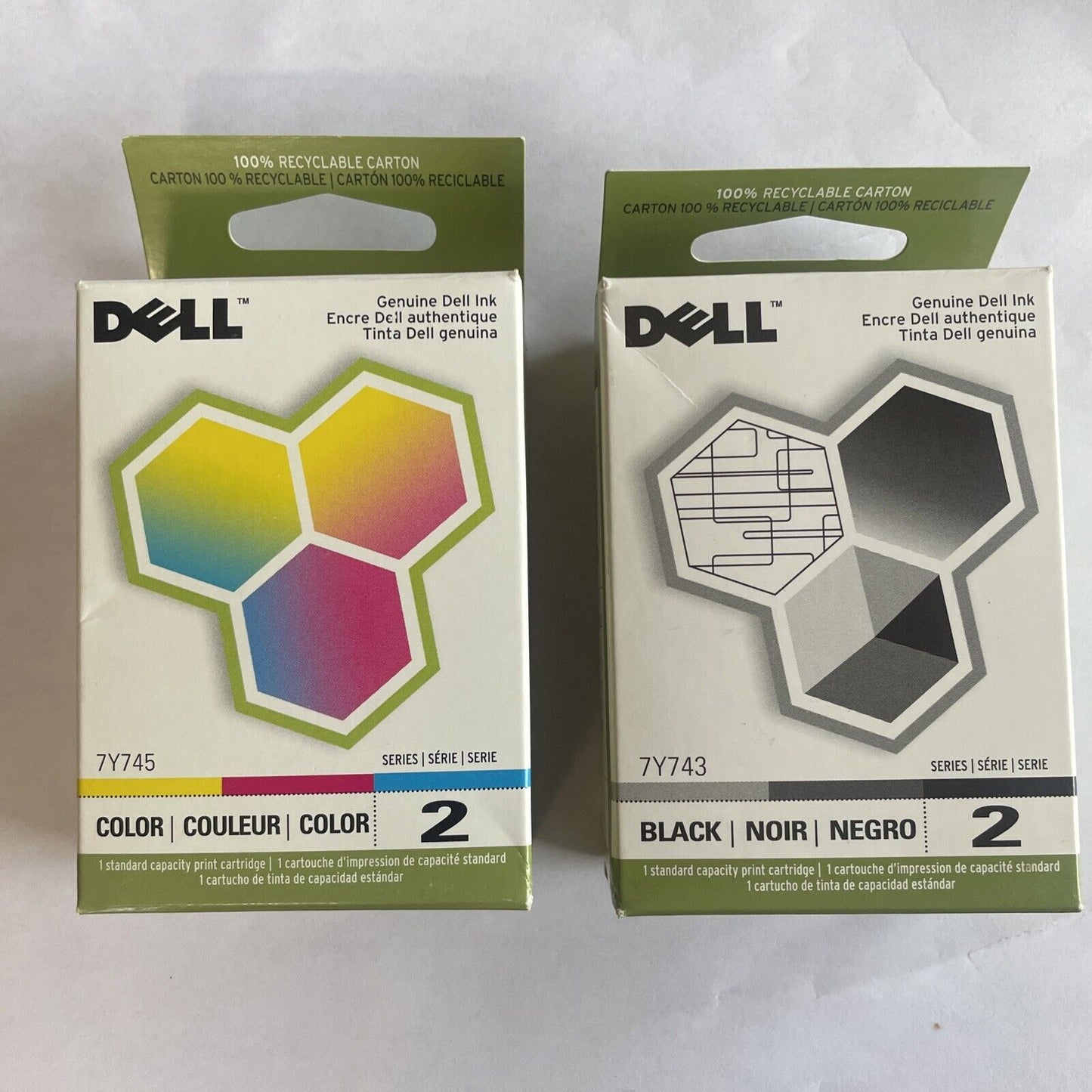 Original Dell Series 2 7Y743 Black and Color Ink Cartridges