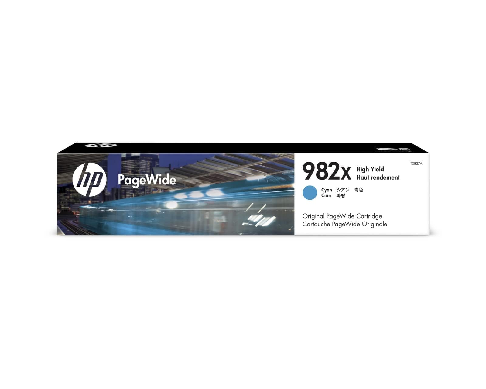 Original HP 982X High Yield Cyan PageWide Ink Cartridge, T0B27A